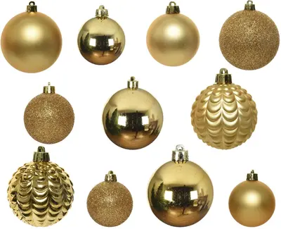 Decoris kunststof kerstbal mix licht goud 100 stuks - afbeelding 2