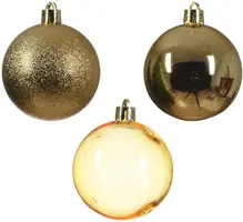 Decoris kunststof kerstbal mix licht goud 25 stuks - afbeelding 2
