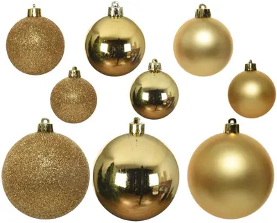 Decoris kunststof kerstbal mix licht goud 30 stuks - afbeelding 2