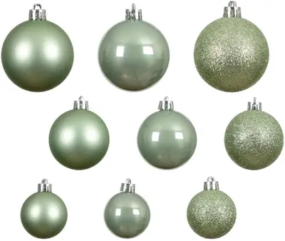 Decoris kunststof kerstbal mix matcha groen 30 stuks - afbeelding 2