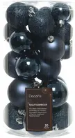 Decoris kunststof kerstbal mix nachtblauw 30 stuks - afbeelding 1