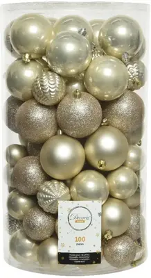 Decoris kunststof kerstbal mix parel 100 stuks