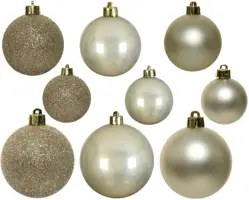 Decoris kunststof kerstbal mix parel 30 stuks - afbeelding 2