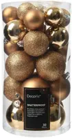Decoris kunststof kerstbal mix pecan bruin 30 stuks - afbeelding 1