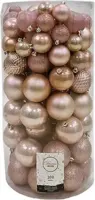 Decoris kunststof kerstbal mix poederroze 100 stuks