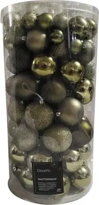 Decoris kunststof kerstbal mix rosemarijn 100 stuks