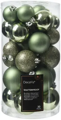Decoris kunststof kerstbal mix rosemarijn 30 stuks - afbeelding 1