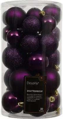 Decoris kunststof kerstbal mix vijg 30 stuks - afbeelding 1
