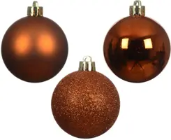 Decoris kunststof kerstbal mix warme cider 14 stuks - afbeelding 2