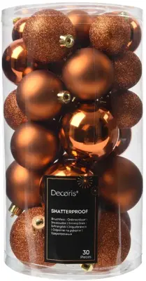 Decoris kunststof kerstbal mix warme cider 30 stuks - afbeelding 1