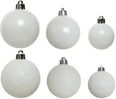Decoris kunststof kerstbal mix winterwit 30 stuks - afbeelding 2