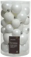 Decoris kunststof kerstbal mix winterwit 30 stuks - afbeelding 1