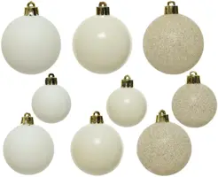 Decoris kunststof kerstbal mix wolwit 30 stuks - afbeelding 2