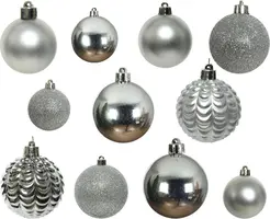 Decoris kunststof kerstbal mix zilver 100 stuks - afbeelding 2
