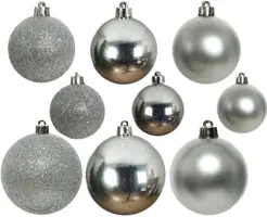Decoris kunststof kerstbal mix zilver 30 stuks - afbeelding 2