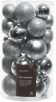 Decoris kunststof kerstbal mix zilver 30 stuks - afbeelding 1