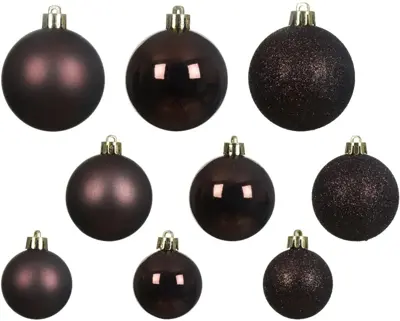 Decoris kunststof kerstbal mix zwarte truffel 30 stuks - afbeelding 2