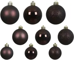 Decoris kunststof kerstbal mix zwarte truffel 30 stuks - afbeelding 2