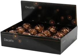 Decoris kunststof kerstbal paillette 8cm espresso - afbeelding 2