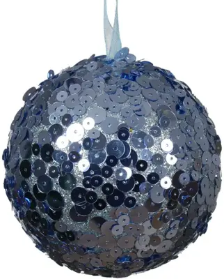 Decoris kunststof kerstbal paillette 8cm ijsblauw - afbeelding 1