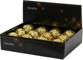 Decoris kunststof kerstbal paillette 8cm licht goud - afbeelding 2