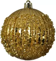 Decoris kunststof kerstbal paillette 8cm licht goud kopen?