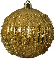 Decoris kunststof kerstbal paillette 8cm licht goud kopen?