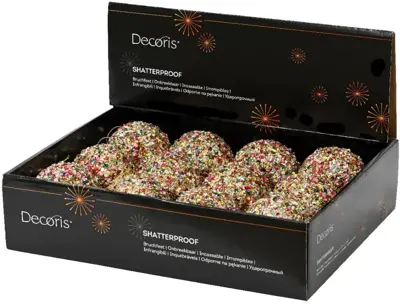 Decoris kunststof kerstbal paillette 8cm multi - afbeelding 2
