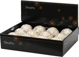 Decoris kunststof kerstbal paillette 8cm parel - afbeelding 2