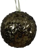 Decoris kunststof kerstbal paillette 8cm rosemarijn - afbeelding 1