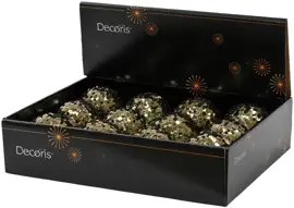 Decoris kunststof kerstbal paillette 8cm rosemarijn - afbeelding 2