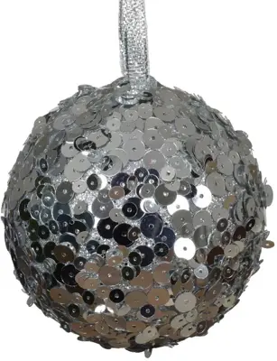 Decoris kunststof kerstbal paillette 8cm zilver - afbeelding 1