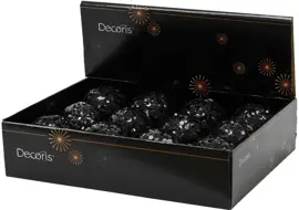 Decoris kunststof kerstbal paillette 8cm zwart - afbeelding 2