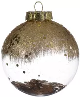 Decoris kunststof kerstbal paillette bloem 8cm transparant, goud kopen?