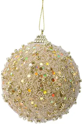 Decoris kunststof kerstbal parel 8cm licht goud