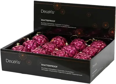 Decoris kunststof kerstbal ruit 0cm granaatappel - afbeelding 2