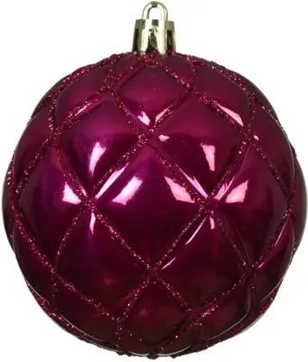 Decoris kunststof kerstbal ruit 8cm granaatappel - afbeelding 1