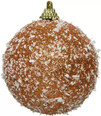 Decoris kunststof kerstbal sneeuw 8cm amber
