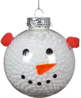 Decoris kunststof kerstbal sneeuwpop 8cm wit - afbeelding 1