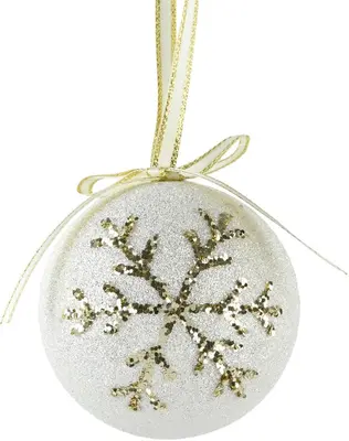 Decoris kunststof kerstbal sneeuwvlok 8cm winterwit