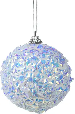 Decoris kunststof kerstbal steentjes 8cm iris