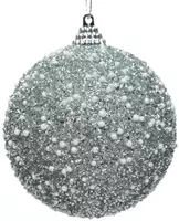 Decoris kunststof kerstbal stippen 8cm zilver