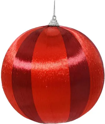 Decoris kunststof kerstbal strepen 8cm ossenbloed