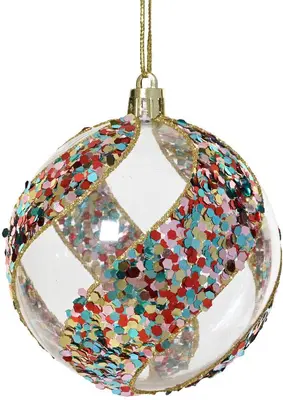 Decoris kunststof kerstbal swirl 8cm multi