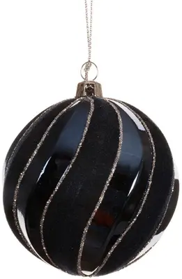 Decoris kunststof kerstbal swirl 8cm nachtblauw