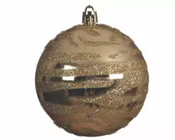 Decoris kunststof kerstbal zebra 8cm licht goud