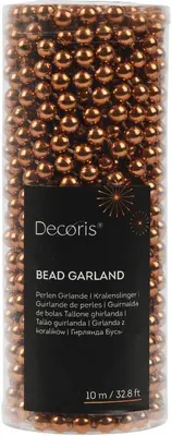 Decoris kunststof kerstslinger kralen 10m brandy - afbeelding 1
