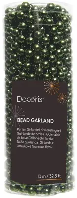 Decoris kunststof kerstslinger kralen 10m dennengroen - afbeelding 1