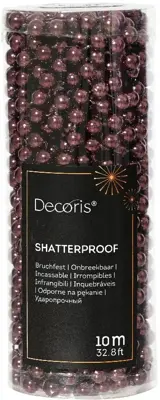 Decoris kunststof kerstslinger kralen 10m donker mauve - afbeelding 1