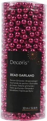 Decoris kunststof kerstslinger kralen 10m festive roze - afbeelding 1